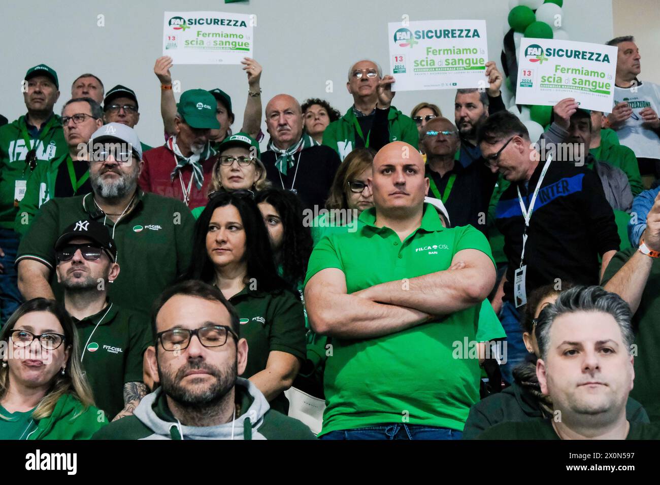 Roma, Italia. 13th Apr, 2024. Assemblea Nazionale CISL sul tema della salute e sicurezza nei luoghi di lavoro svoltasi a Roma, Sabato, 13 Aprile 2024 (foto Mauro Scrobogna/LaPresse) CISL National Assembly on the topic of health and safety in the workplace held in Rome, Saturday, April 13, 2024 (foto by Mauro Scrobogna/LaPresse) Credit: LaPresse/Alamy Live News Stock Photo