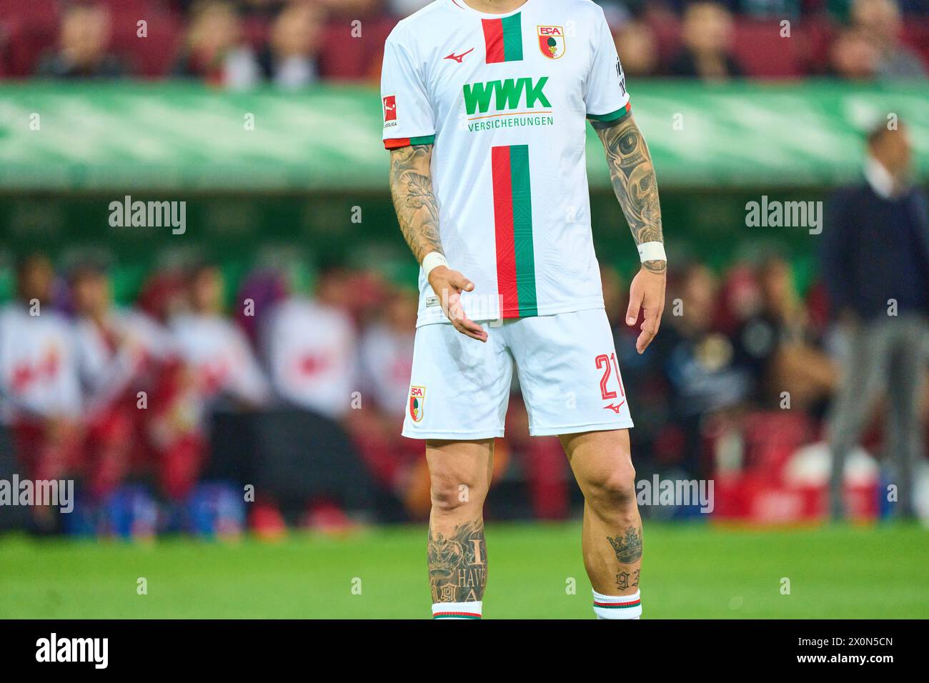 Philip Tietz, FCA 21  in the match FC AUGSBURG - 1. FC Union Berlin 2-0  on Apr 12, 2024 in Augsburg, Germany. Season 2023/2024, 1.Bundesliga, FCA, matchday 29, 29.Spieltag Photographer: ddp images / star-images    - DFL REGULATIONS PROHIBIT ANY USE OF PHOTOGRAPHS as IMAGE SEQUENCES and/or QUASI-VIDEO - Stock Photo