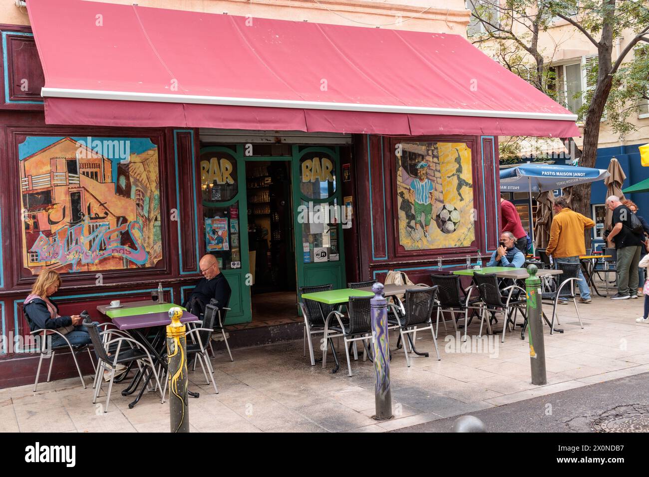 Al fresco street cafe in Marseille, France Stock Photo