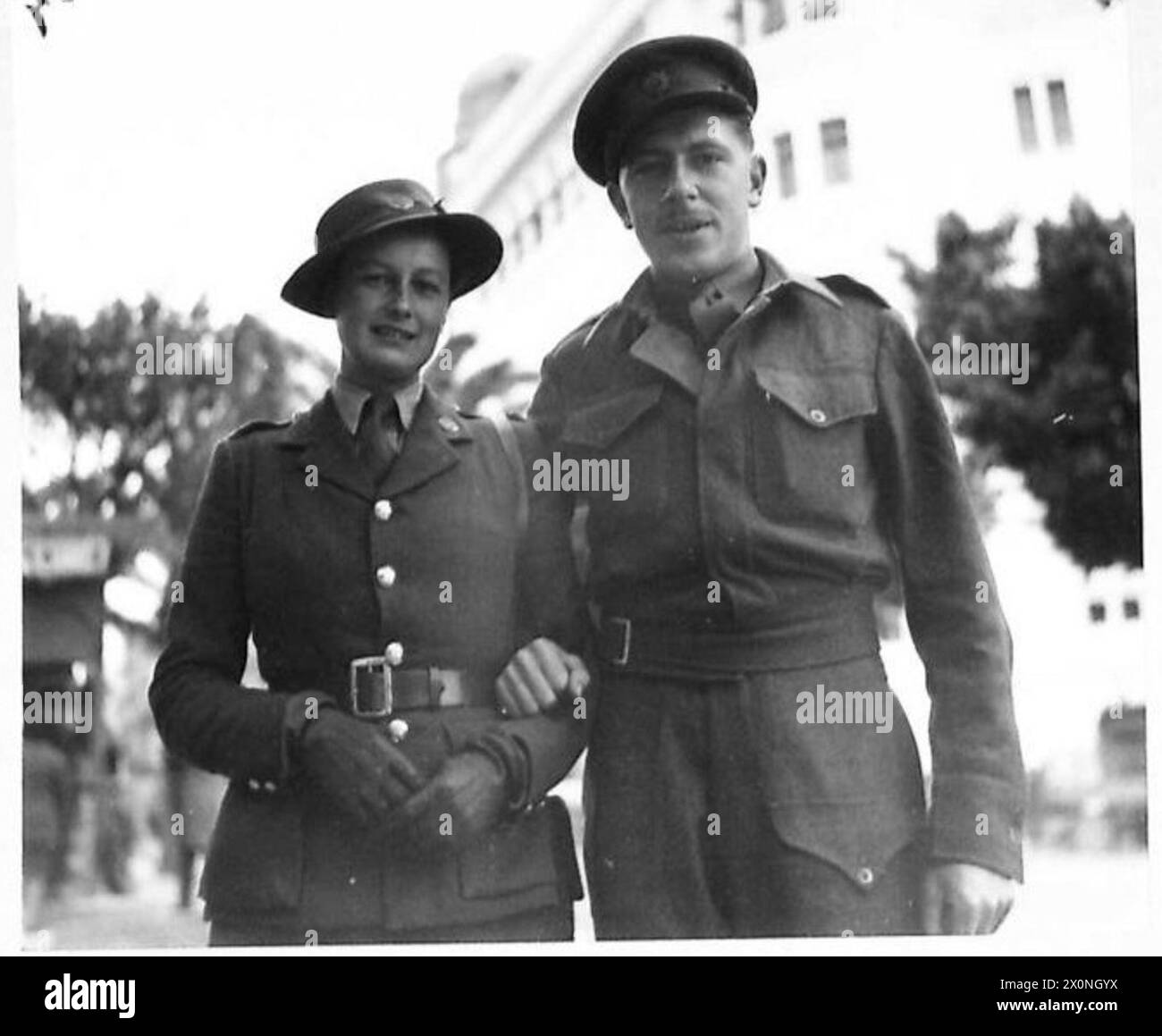 NORTH AFRICA : E.F.I. (NAAFI) SERVICES IN ALGIERS - Miss Mary Joy of Exmouth, Devon, is engaged to Lieut. John Wayman Morries of 18 Bradgate Road Bedford, seen in the picture. Photographic negative , British Army Stock Photo