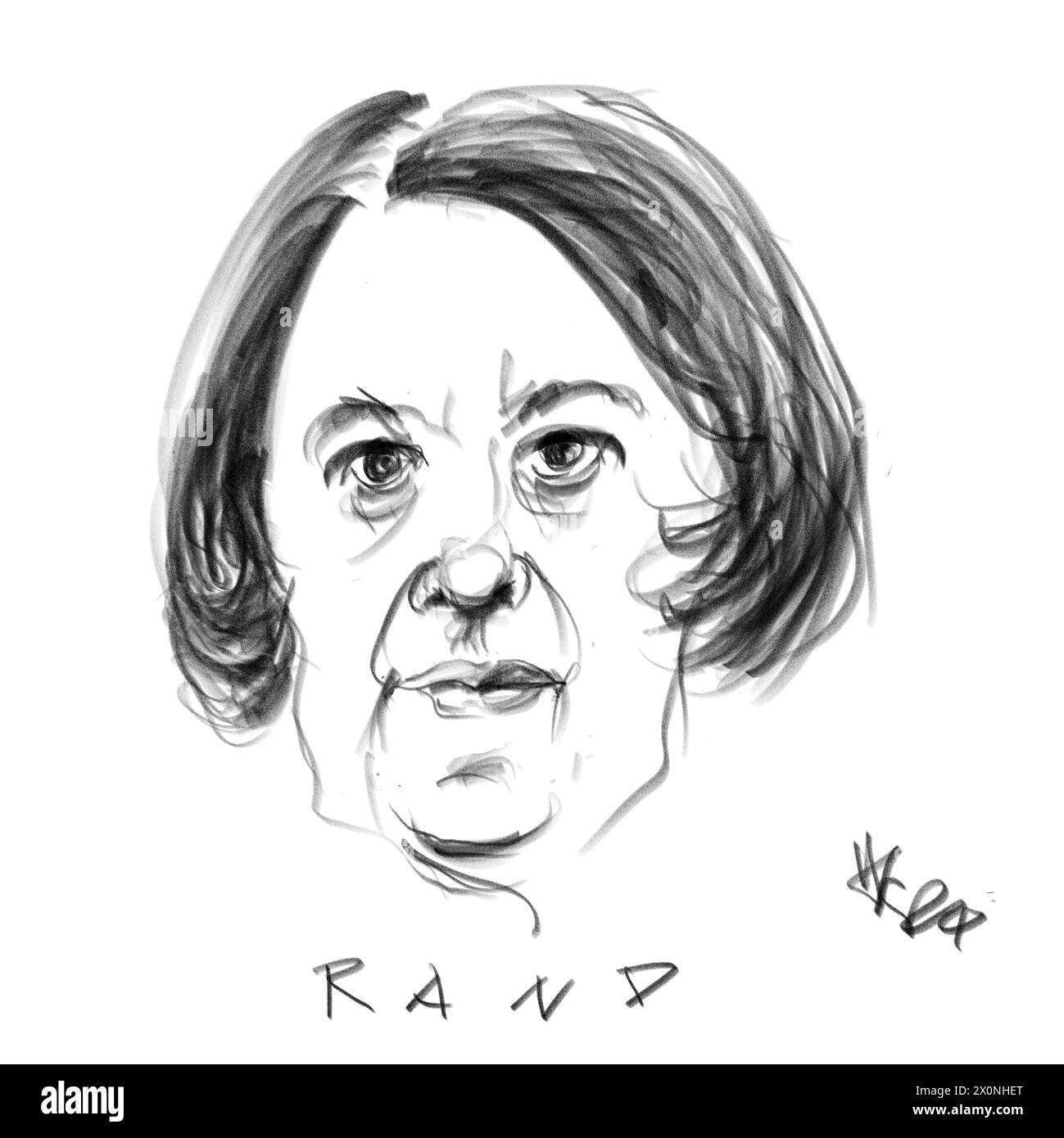 Portrait of the Author Ayn Rand Stock Photo