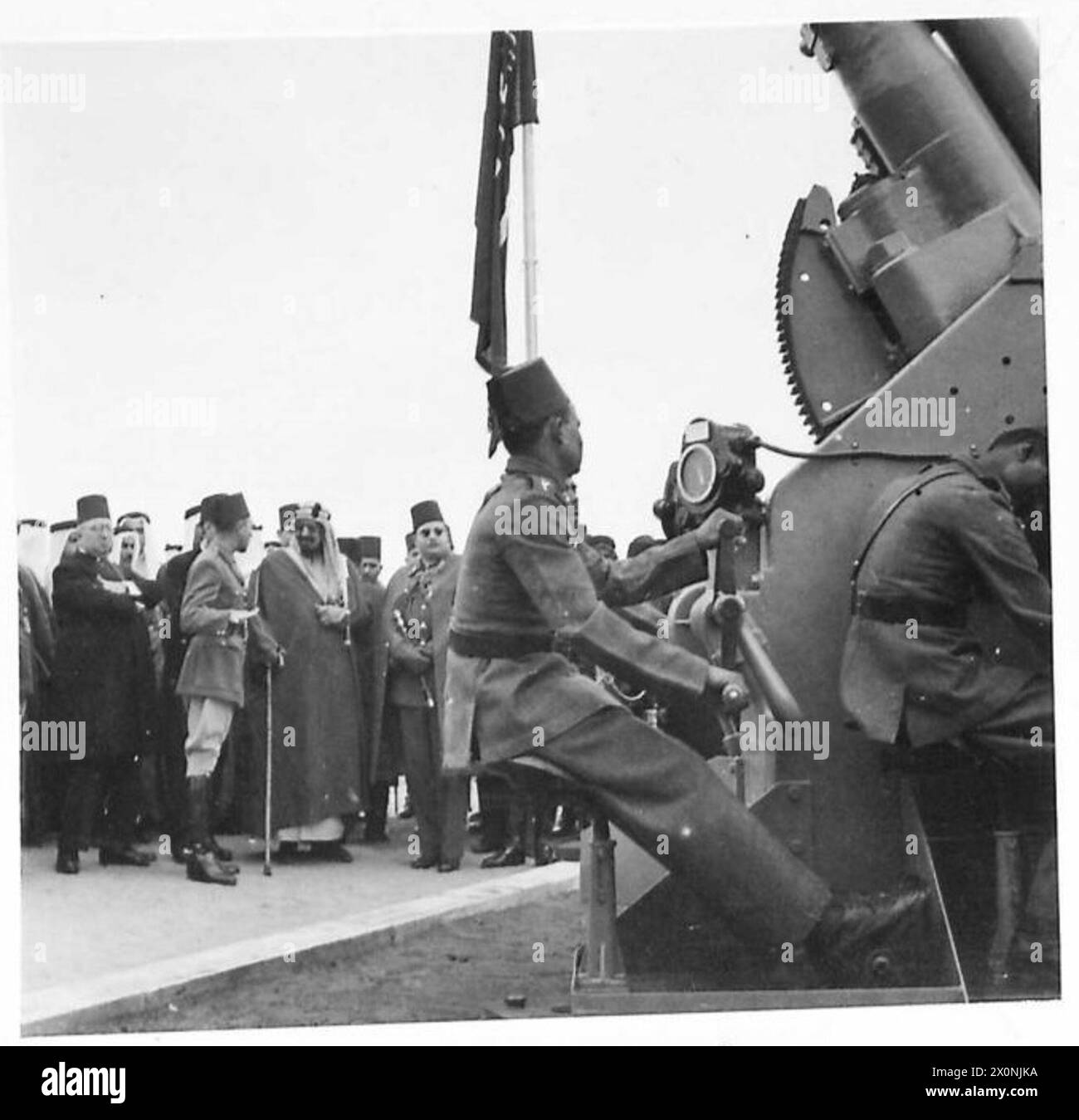 KING IBN SAUD SEES EGYPT'S MILITARY MIGHT - The two Kings show keen 