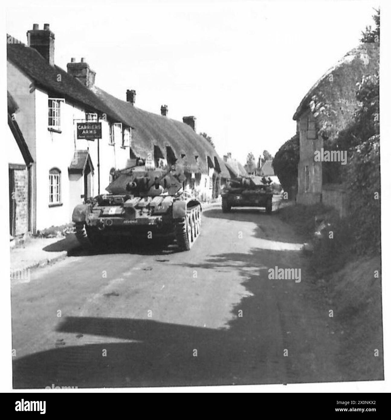 Ancient Tank ANCIENT AND MODERN - Mk. V Covenanter tanks in the village of Stockton ...
