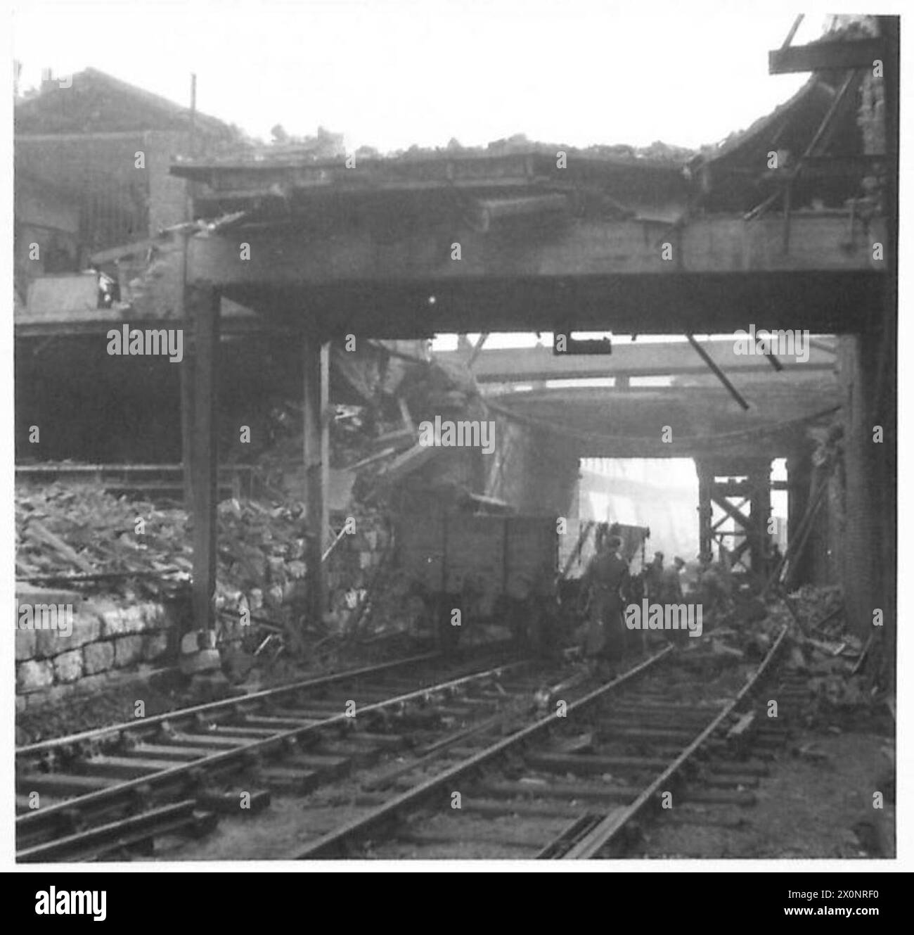 Bridges in London show damage caused by enemy bombs. Photographic ...