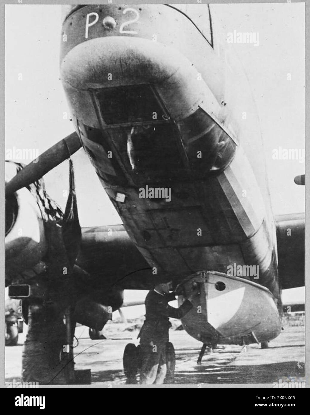 R.A.F's AIRBORNE LIFEBOATS : For story see CH.13910 - Picture (issued 1944) shows - The lifeboat being attached to the Warwick aircraft. Photographic negative , Royal Air Force Stock Photo