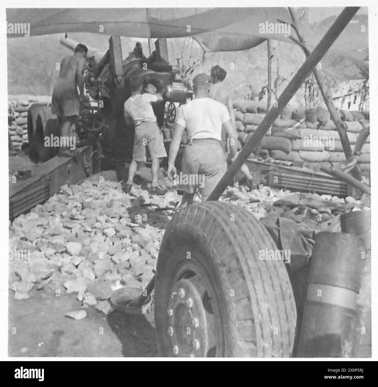 British 8th Army artillery units operate 155mm guns targeting German ...