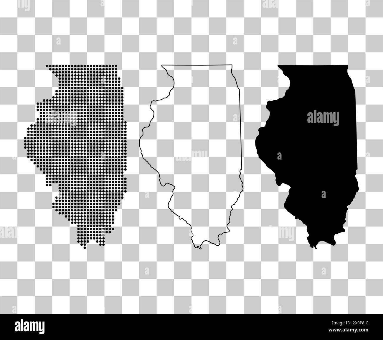 Set of Illinois map, united states of america. Flat concept icon vector