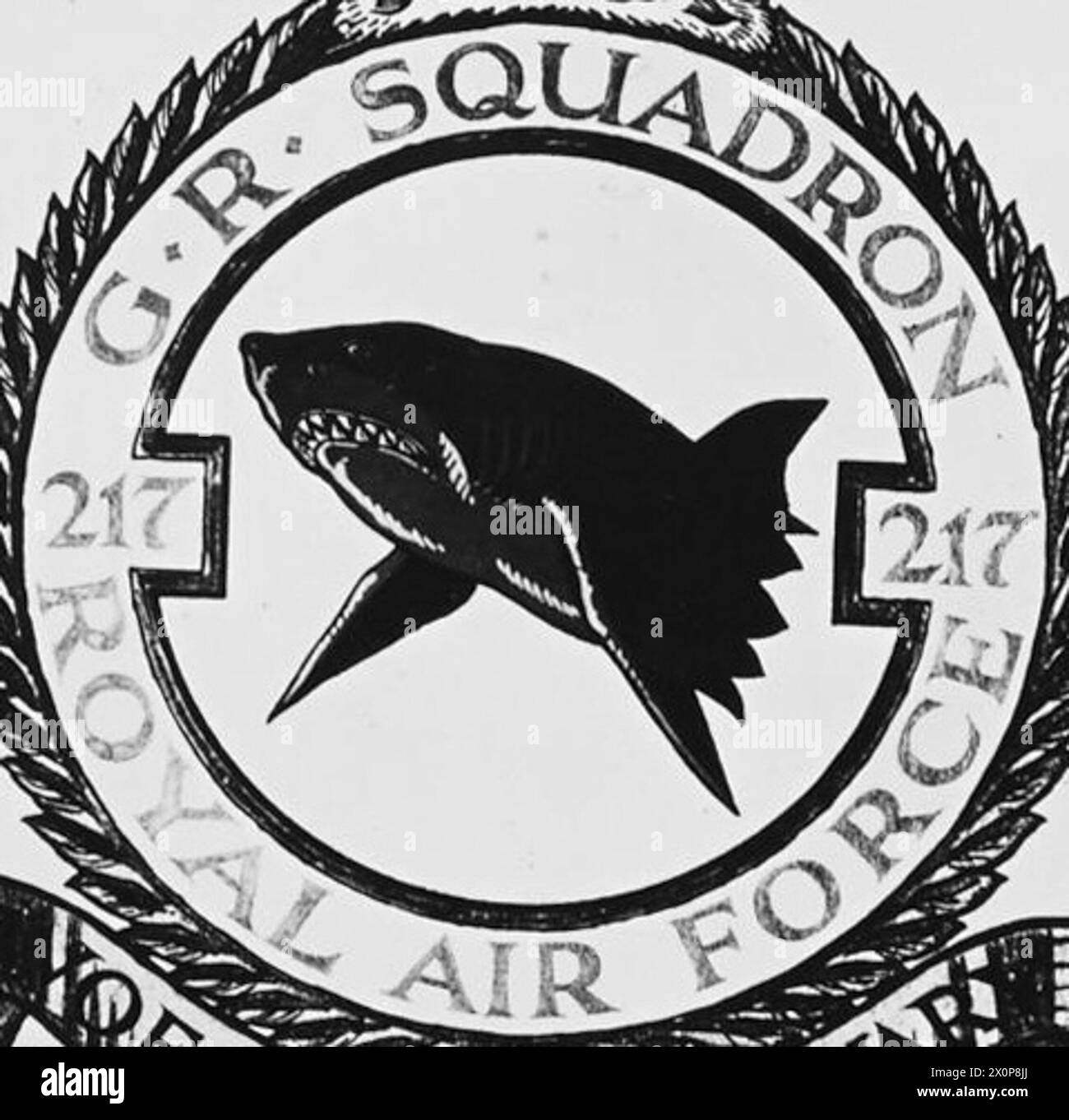 Photographic negative showing the crest of No.217 Squadron of the RAF ...