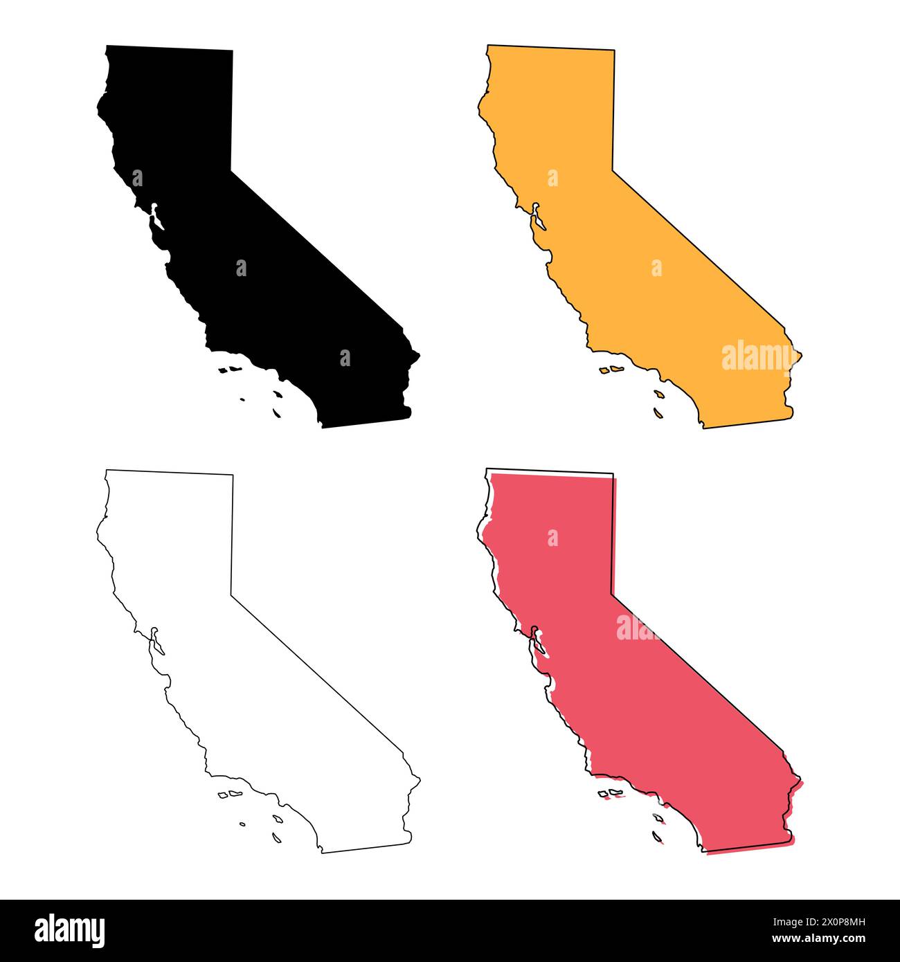 Set of California map, united states of america. Flat concept icon vector illustration . Stock Vector