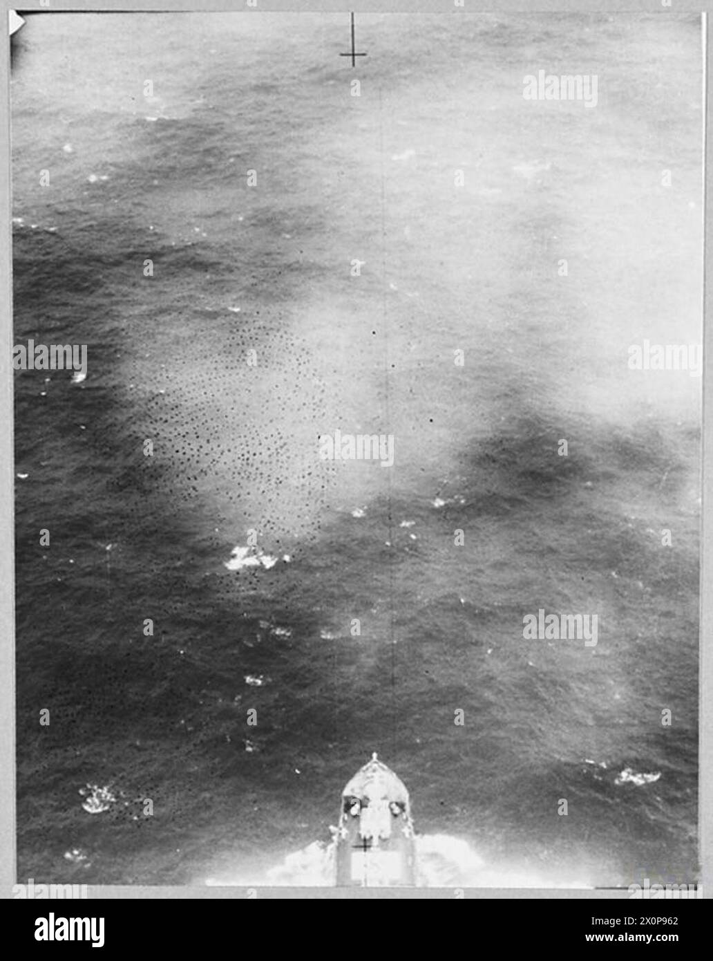 Photograph taken from a Beaufort bomber during a dive attack on a 4,000 ...
