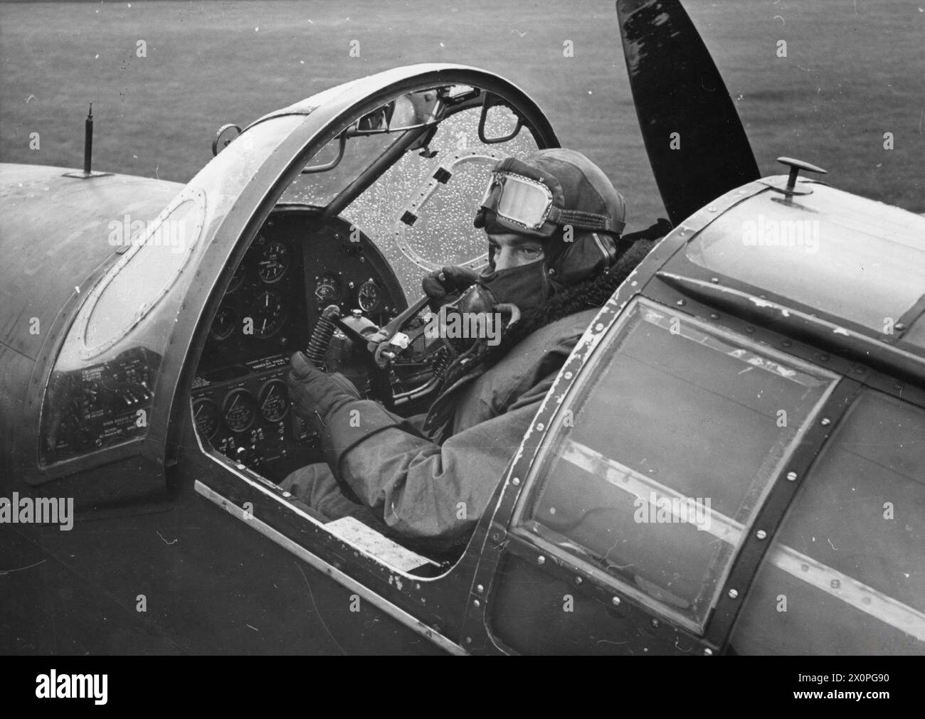 RAF BOMBER COMMAND - The pilot of a Handley Page Hampden seen at his ...