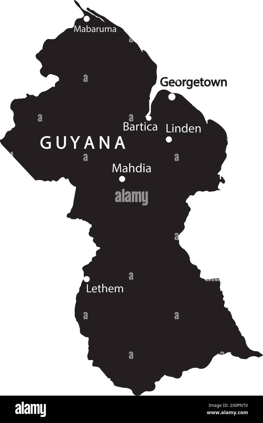 Map of Guyana vector illustration simple design Stock Vector