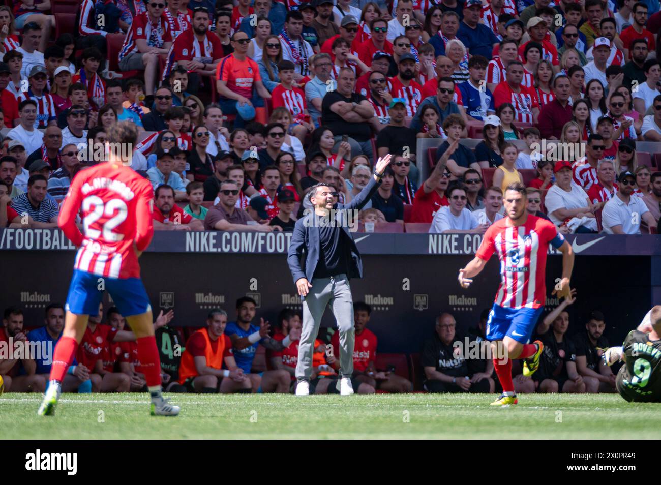 Madrid, Madrid, Spain. 13th Apr, 2024. Miguel Angel Sanchez Munoz (Michel) head coach of Girona FC seen during the La Liga EA Sports football match between Atletico Madrid and Girona FC at Estadio Civitas Metropolitano on April 13, 2024 in Madrid, Spain. (Credit Image: © Alberto Gardin/ZUMA Press Wire) EDITORIAL USAGE ONLY! Not for Commercial USAGE! Credit: ZUMA Press, Inc./Alamy Live News Stock Photo