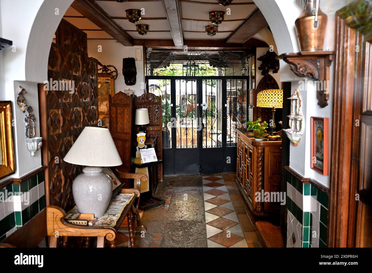 Inside Hotel America in Alhambra Palace, Granada, Spain Stock Photo