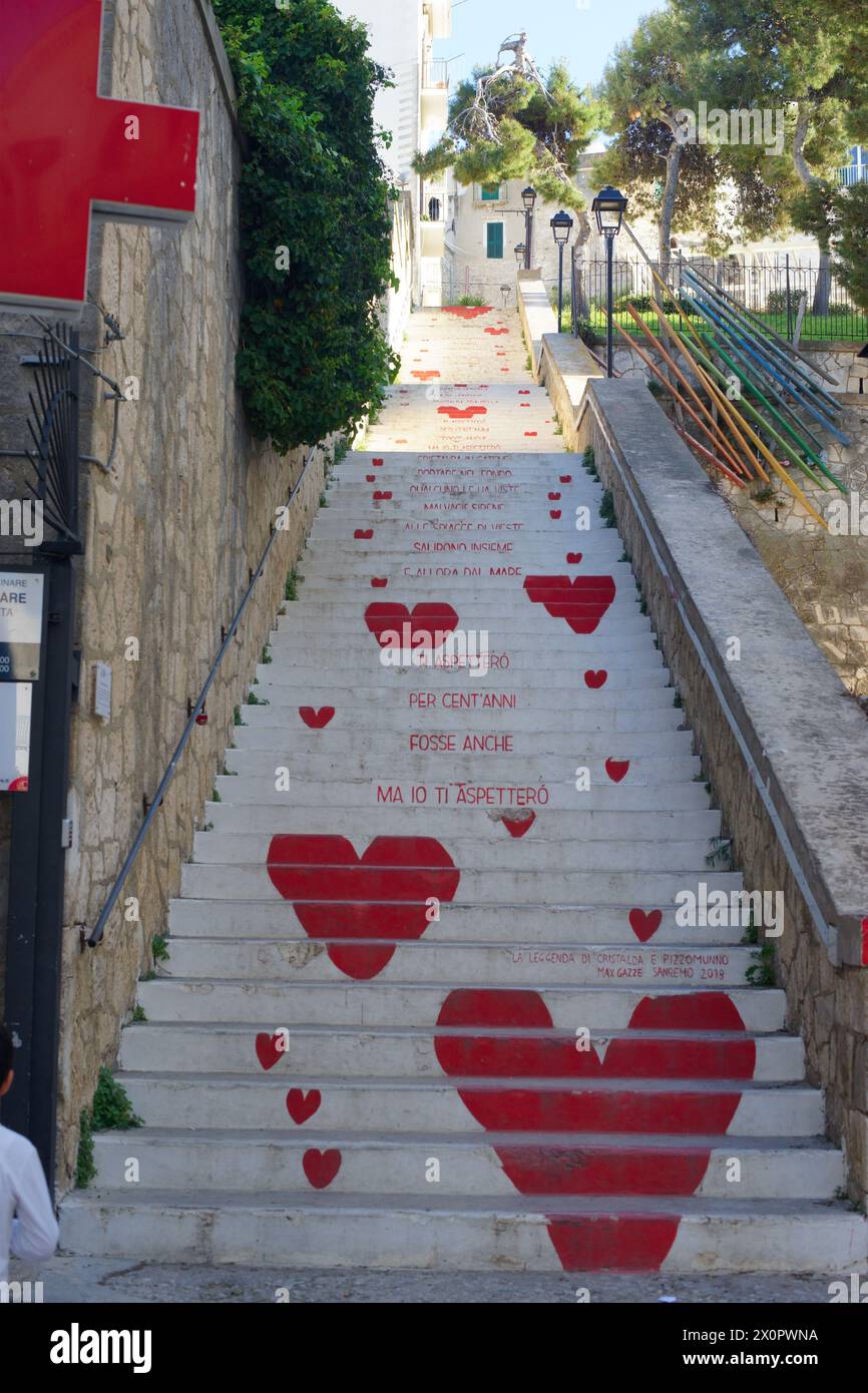 Italy, Apulia, Vieste, La Scalinata Dell'amore, stairway of love Stock Photo
