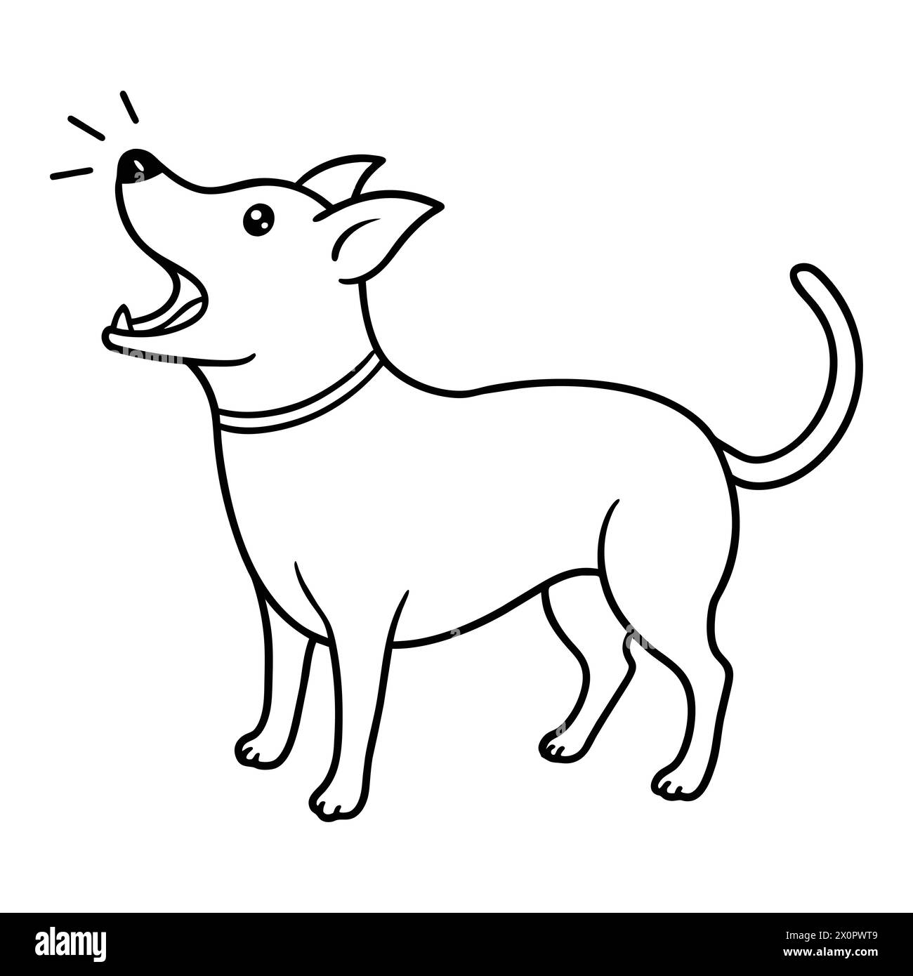 Simple RataThe little dog suddenly started barking loudly,'Adorable Little Dog Alert: Cute Puppy Barking with Vigor - High-Quality Image for Any Pet Stock Vector