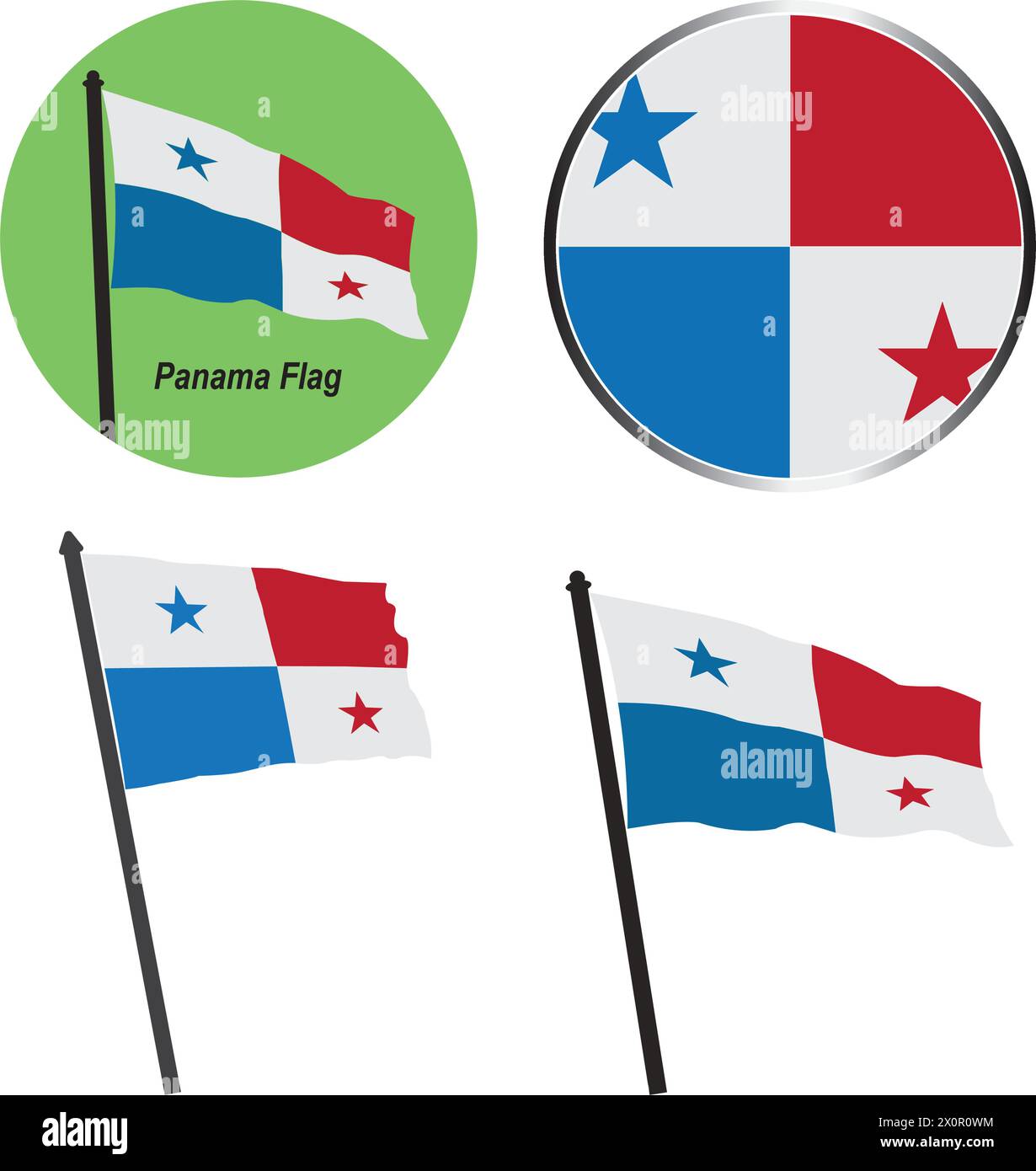 Panama flag vector isolated on white background. Stock Vector