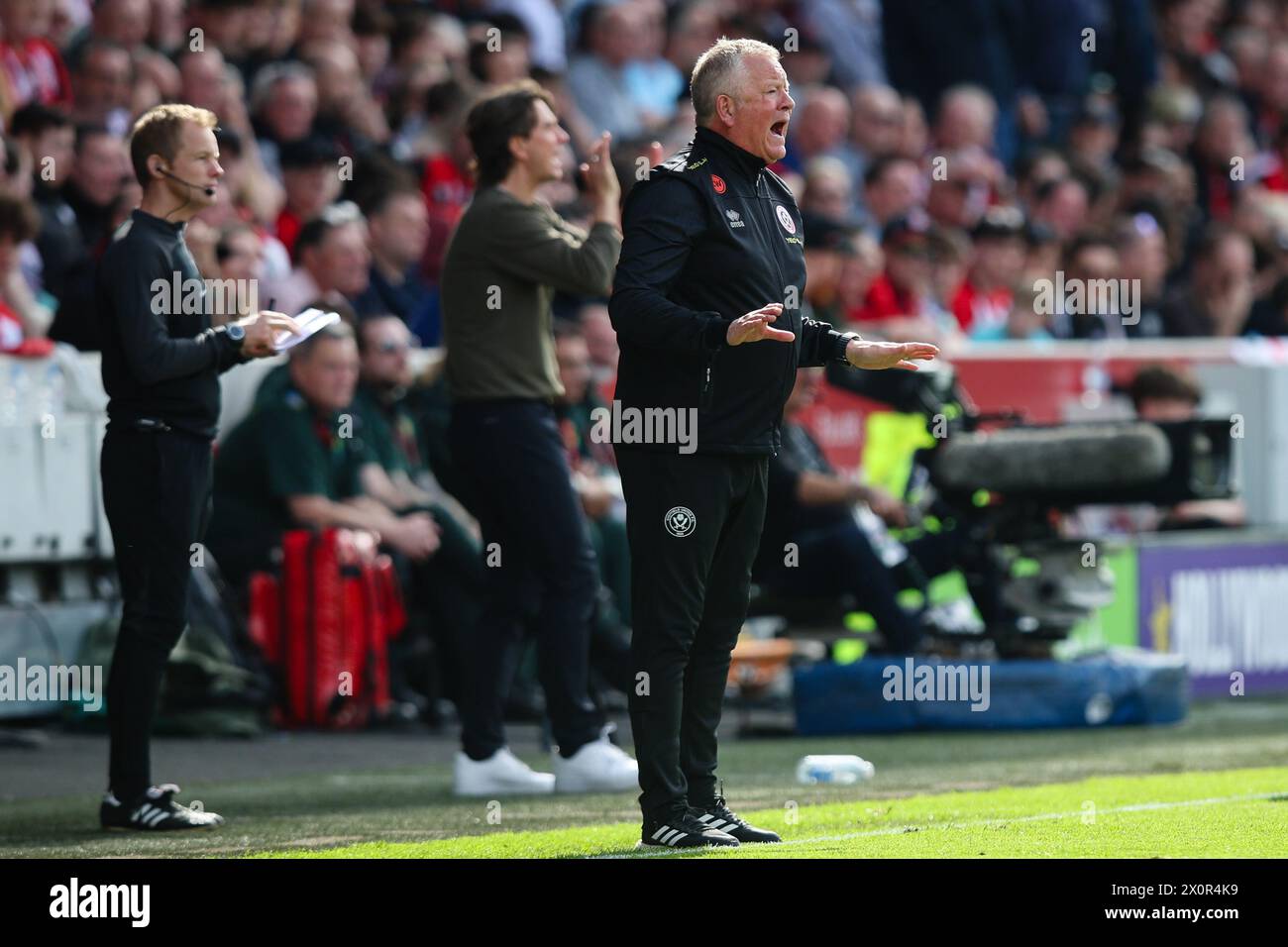 LONDON, UK - 13th Apr 2024:  Sheffield United Manager Chris Wilder reacts during the Premier League match between Brentford FC and Sheffield United FC at the Gtech Community Stadium  (Credit: Craig Mercer/ Alamy Live News) Stock Photo