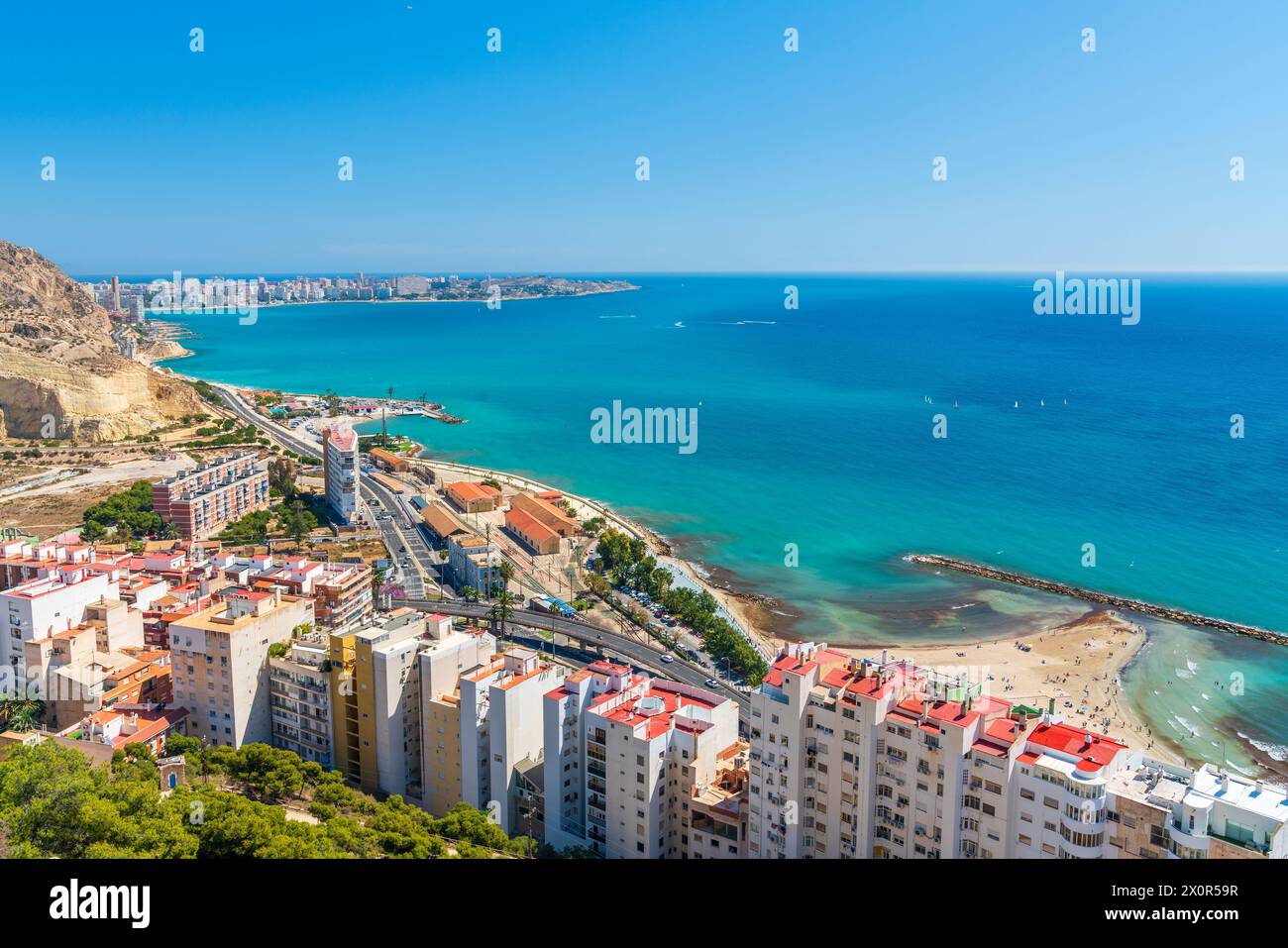 View from Castillo de Santa Barbara, Alicante, Comunidad Valenciana, Alicante district, Costa Blanca, Spain Stock Photo