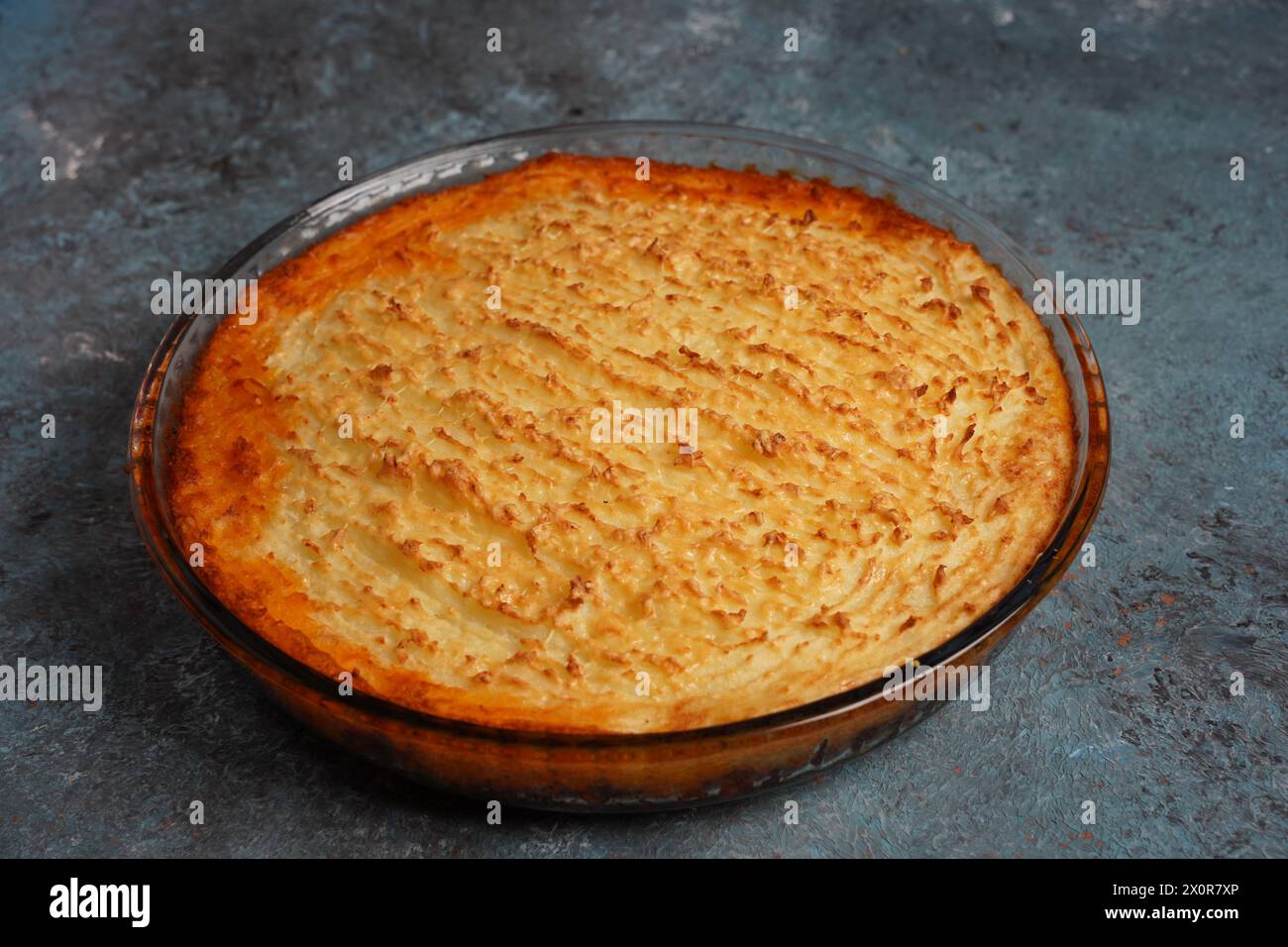 Shepherd's pie- baked mashed potato with minced beef Stock Photo