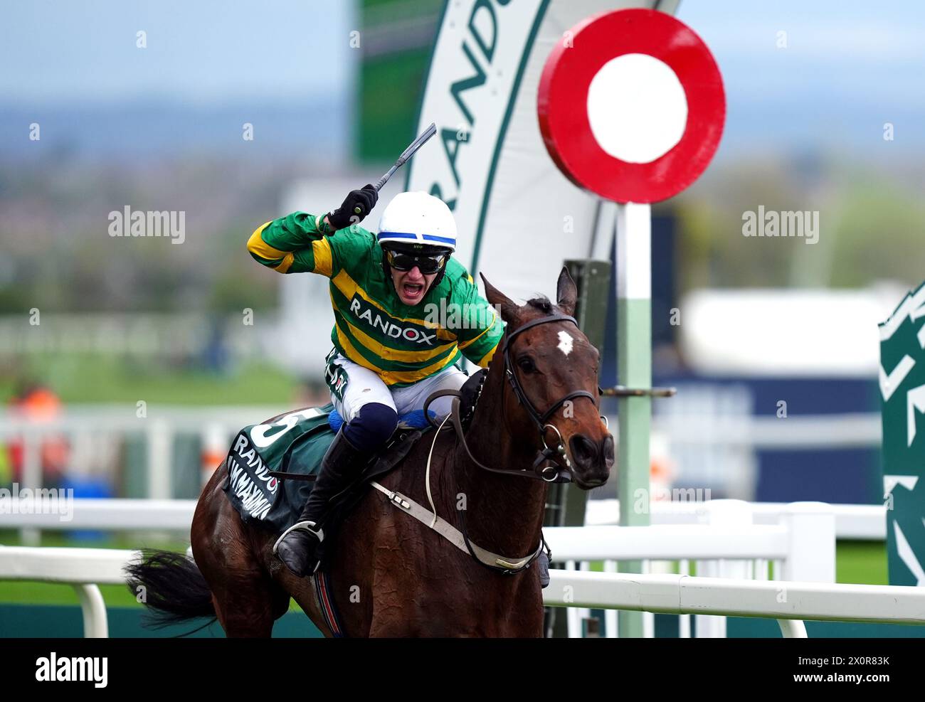 Paul Townend Celebrates Winning The Randox Grand National Handicap