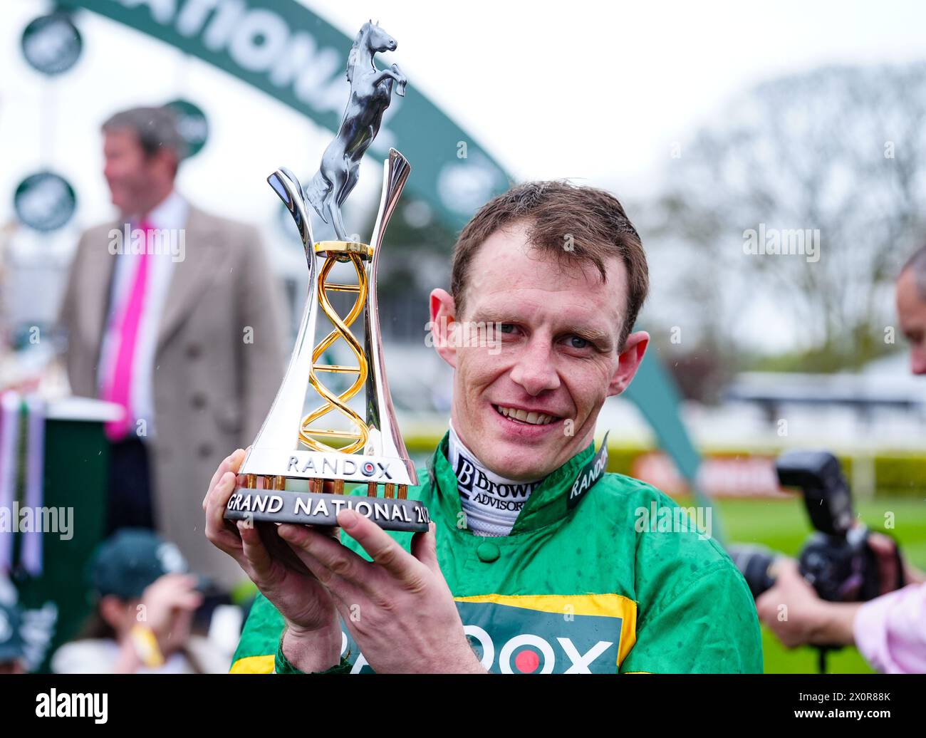 Jockey Paul Townend with the trophy after winning the Randox Grand