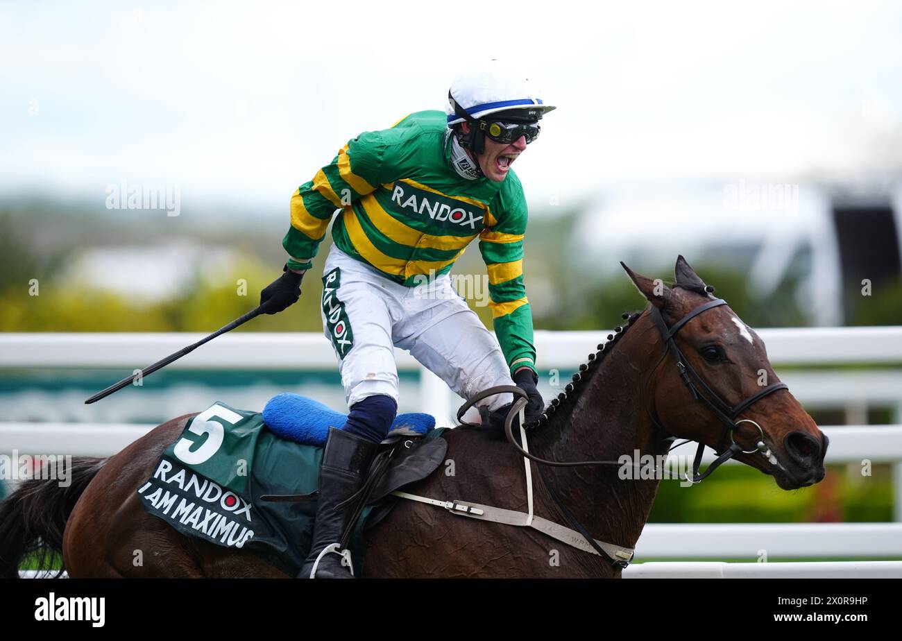 Paul Townend Celebrates Winning The Randox Grand National Handicap