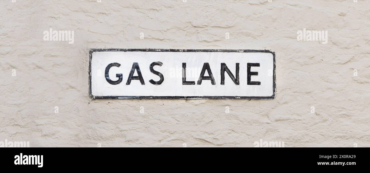 Gas Lane street sign in England United Kingdom Stock Photo