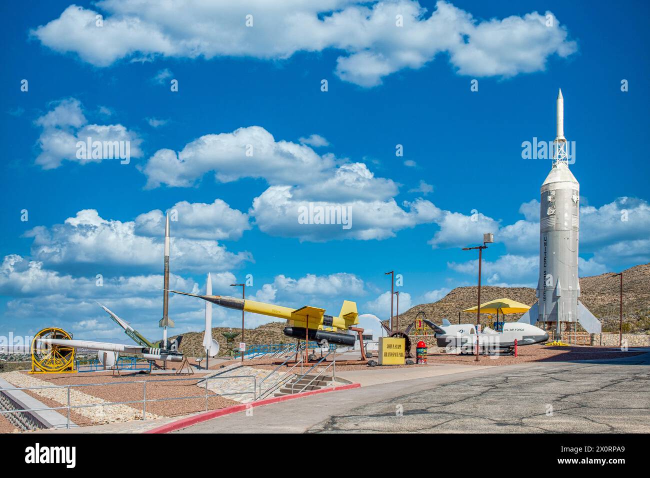 Collection of rockets at he Museum of Space History in Alamogordo in New Mexico Stock Photo