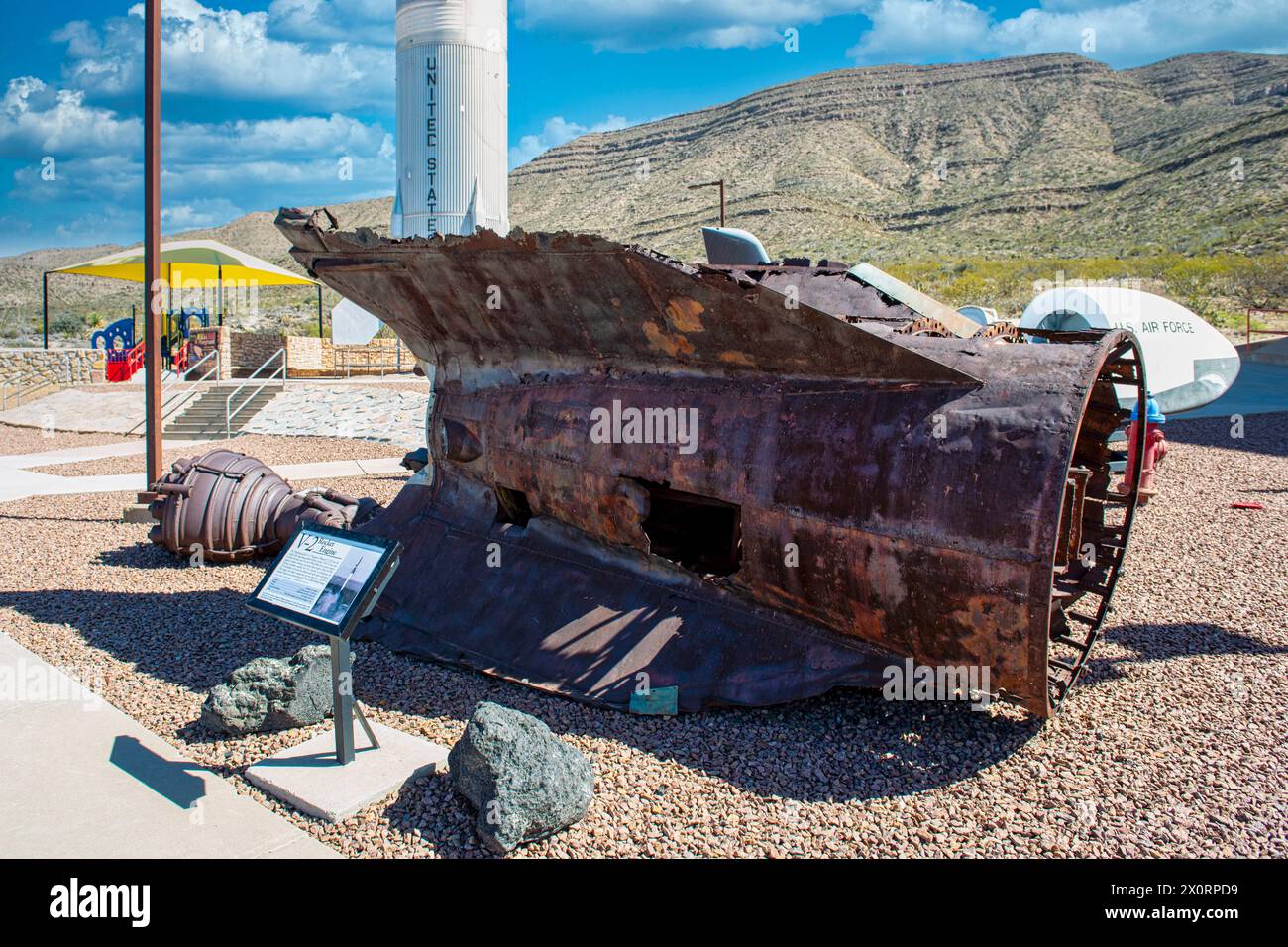 Remains of a German WW2 V2 rocket at he Museum of Space History in Alamogordo in New Mexico Stock Photo