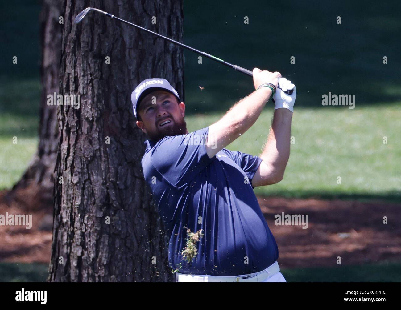 Augusta, United States. 13th Apr, 2024. Ireland's Shane Lowry hits an ...
