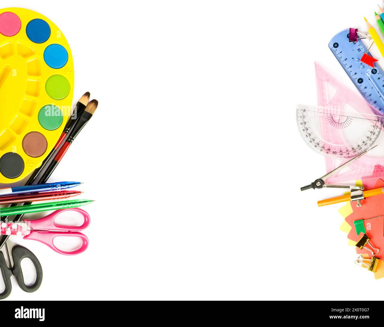 Set of school supplies isolated on white background. There is free ...