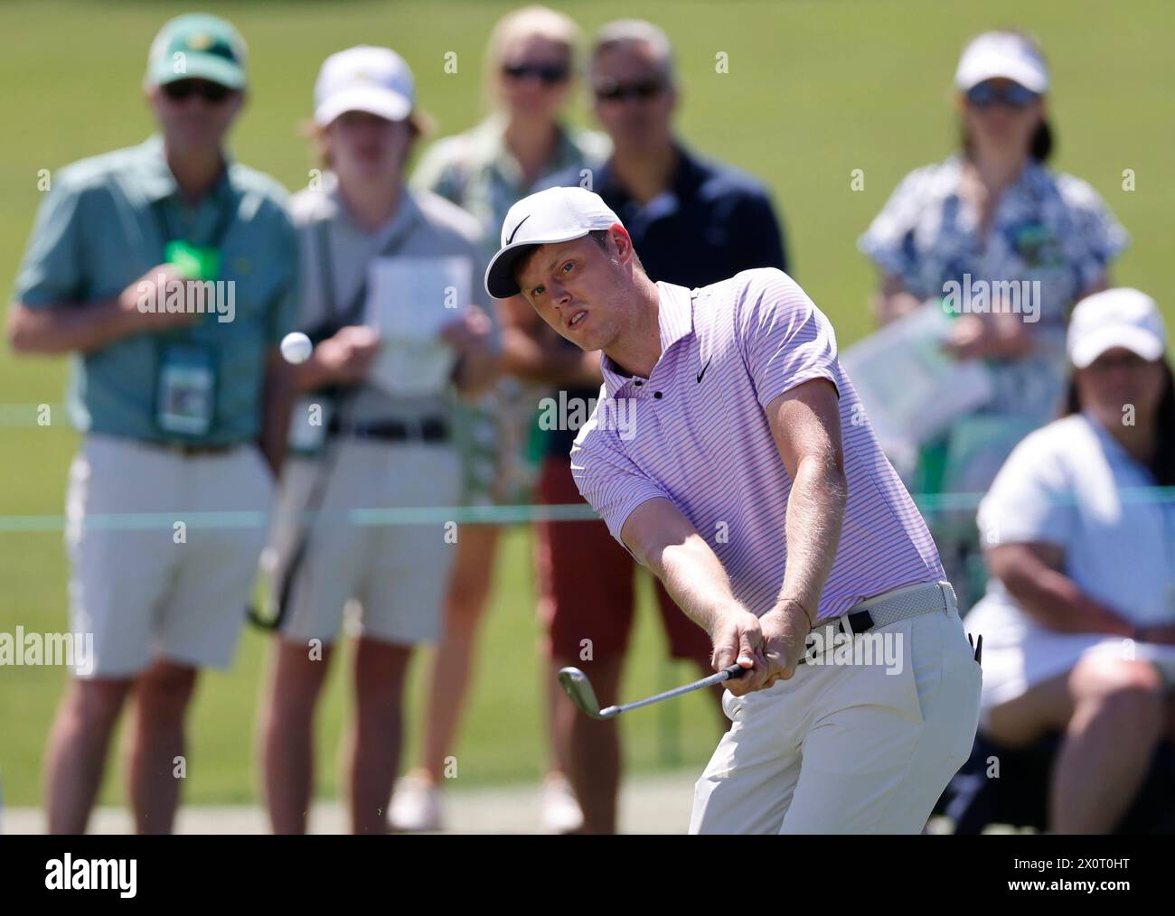 Augusta, United States. 13th Apr, 2024. Australia's Cam Davis chips to the green on the second hole during the third round of the Masters Tournament at Augusta National Golf Club in Augusta, Georgia on Saturday, April 13, 2024. Photo by Tannen Murray/UPI Credit: UPI/Alamy Live News Stock Photo