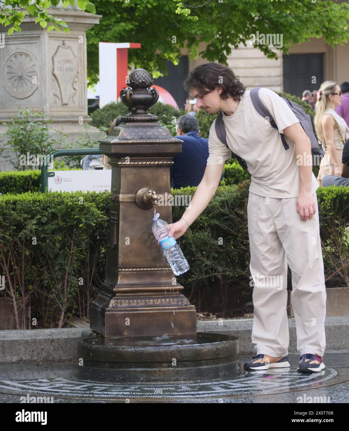 Milan, Italy. 13th Apr, 2024. The widows are the typical fountains of Milan, so called because the incessant trickle of water that flows is compared to the crying of a widow. Credit: Independent Photo Agency/Alamy Live News Stock Photo