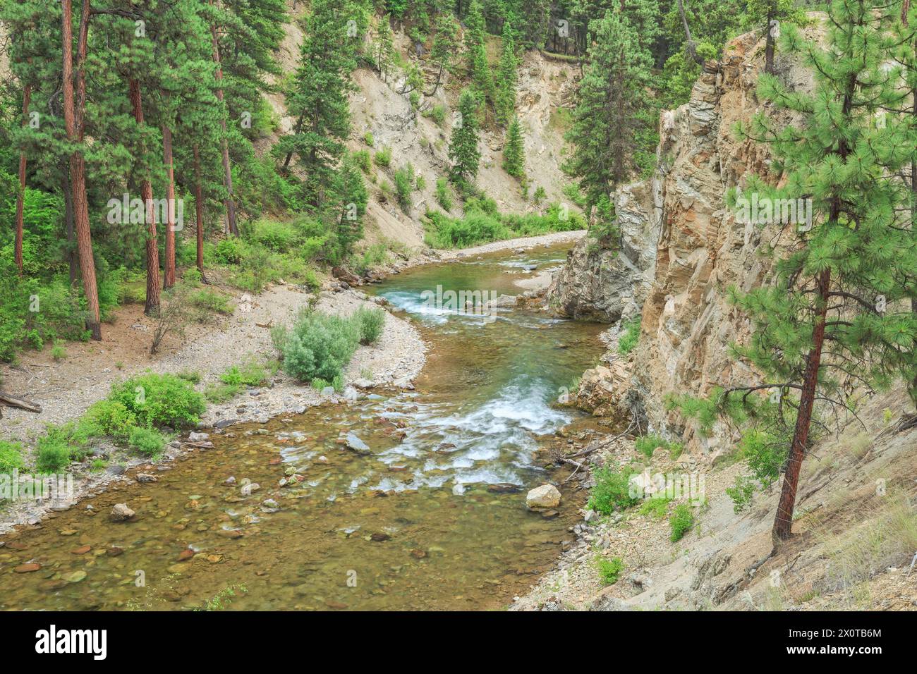 fish creek above confluence with alberton gorge on the clark fork river near tarkio, montana Stock Photo