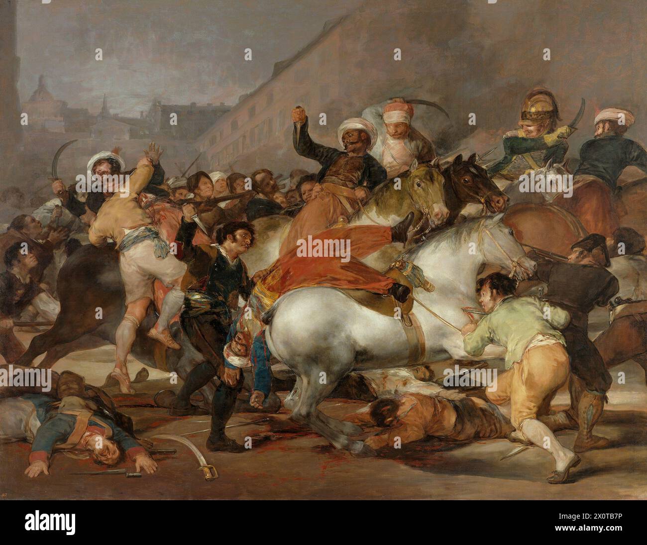 The Second of May 1808, by Goya, also known as The Charge of the Mamelukes (Spanish: El 2 de mayo de 1808 en Madrid, La lucha con los mamelucos or La carga de los mamelucos),[1] is a painting by the Spanish painter Francisco Goy Stock Photo
