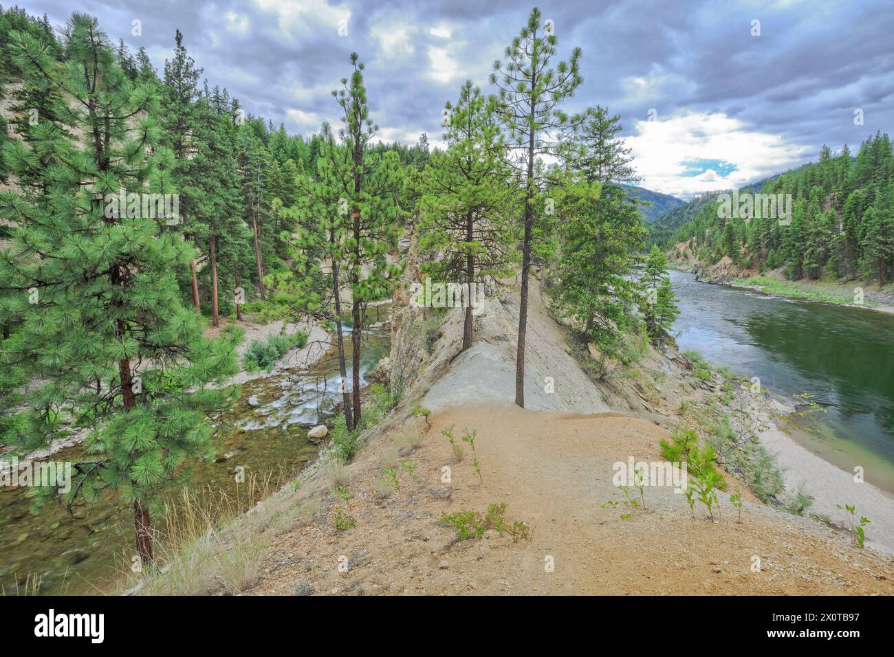 fish creek (on left) near confluence with the clark fork river in