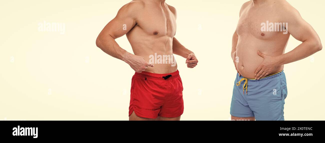 Comparing Body photo of before and after body comparison, banner. before and after ...