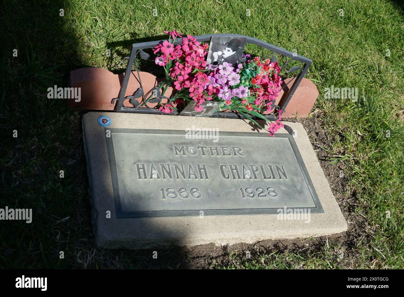 Los Angeles, California, USA 9th April 2024 Hannah Chaplin's Grave in Garden of Legends at Hollywood Forever Cemetery on April 9, 2024 in Los Angeles, California, USA. Photo by Barry King/Alamy Stock Photo Stock Photo