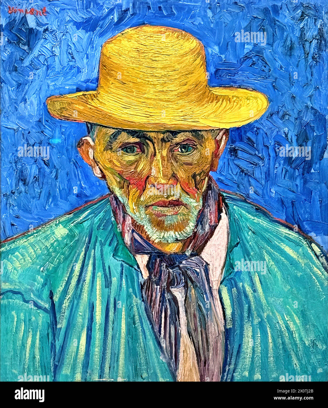 Portrait of a Peasant (Patience Escalier) 1888 (Painting) by Artist Gogh, Vincent van (1853-90) Dutch. Stock Vector