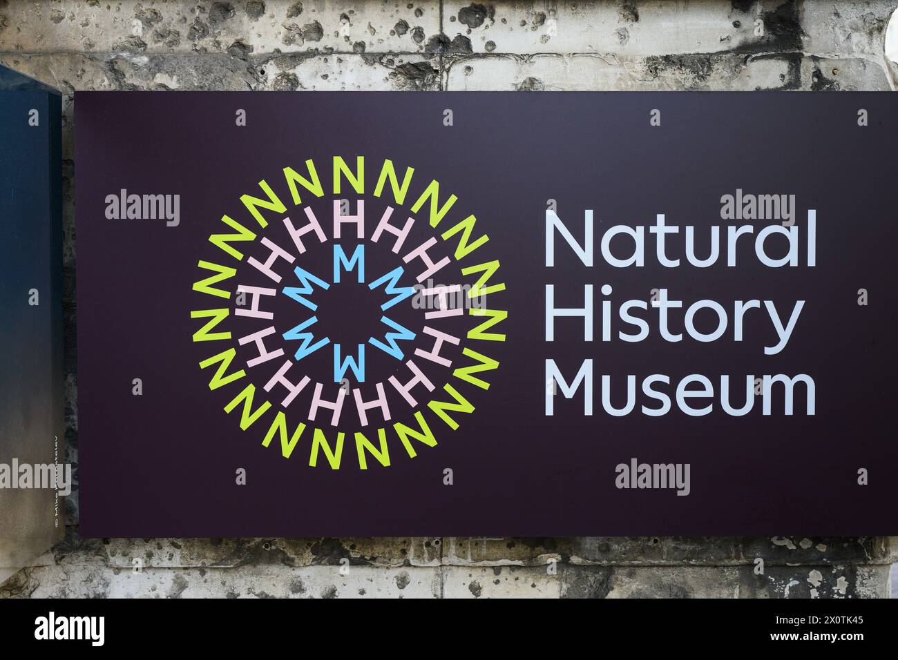 London, UK - March 22, 2024; Sign with logo at the Natural History Museum in London Stock Photo