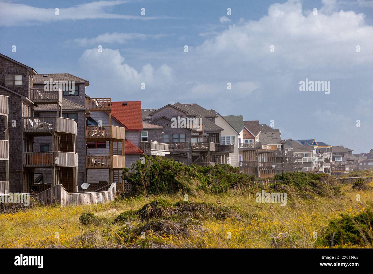 Frisco, Outer Banks, North Carolina. Vacation Homes on Stilts Facing
