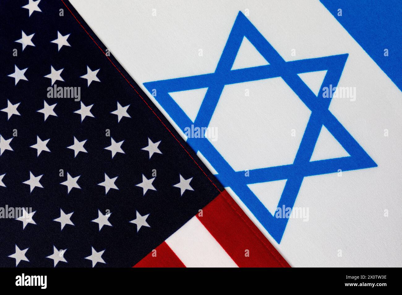 United States of America and Israel flags. Israel war financial support, foreign aid funding and government relations concept. Stock Photo