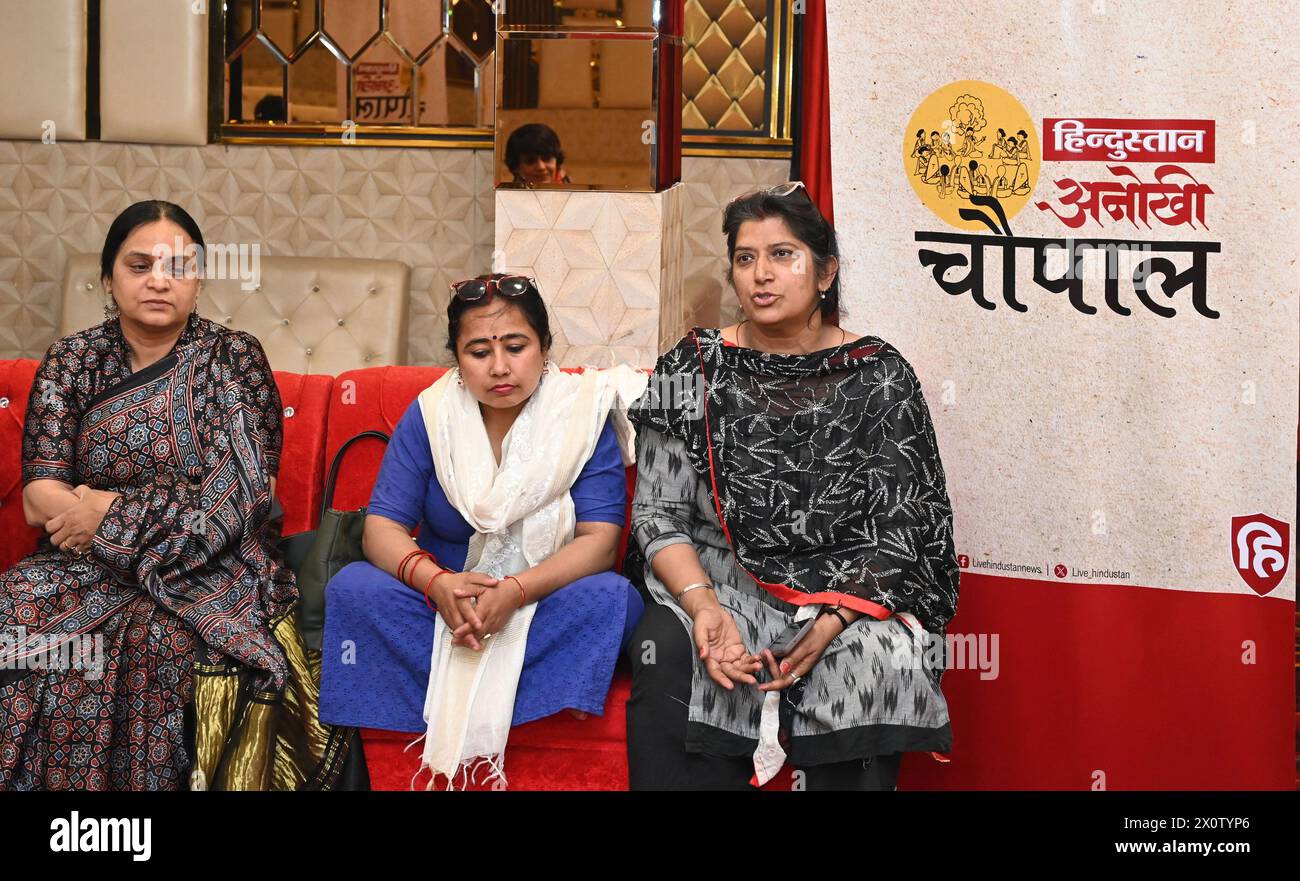 New Delhi, India. 13th Apr, 2024. NEW DELHI, INDIA - APRIL 13: Women of East Delhi Lok Sabha constituency participating in Anokhi Panchayat (women parliament) for upcoming Lok Sabha election at Raghu Nath Temple Krishana Nagar, on April 13, 2024 in New Delhi, India. (Photo by Sonu Mehta/Hindustan Times/Sipa USA ) Credit: Sipa USA/Alamy Live News Stock Photo