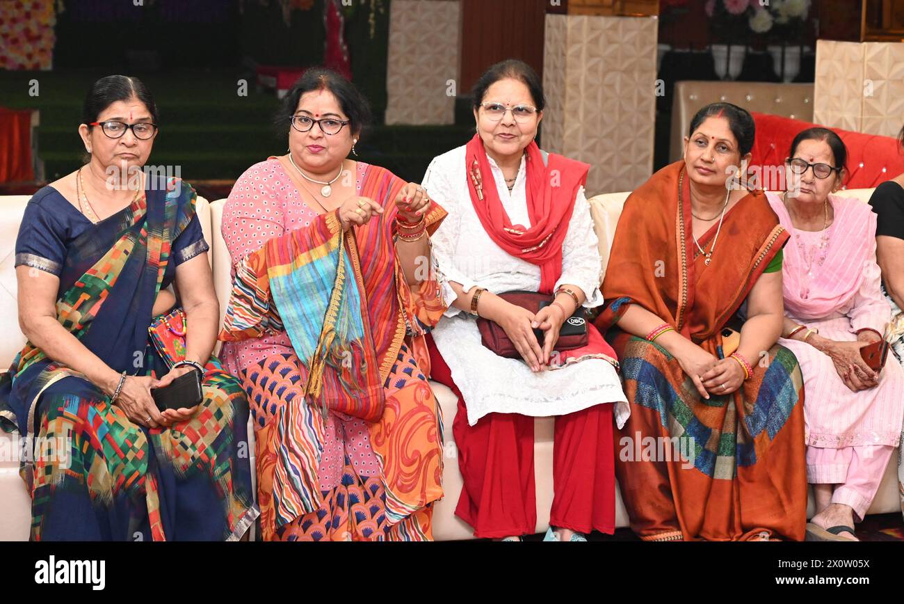 New Delhi, India. 13th Apr, 2024. NEW DELHI, INDIA - APRIL 13: Women of East Delhi Lok Sabha constituency participating in Anokhi Panchayat (women parliament) for upcoming Lok Sabha election at Raghu Nath Temple Krishana Nagar, on April 13, 2024 in New Delhi, India. (Photo by Sonu Mehta/Hindustan Times/Sipa USA ) Credit: Sipa USA/Alamy Live News Stock Photo