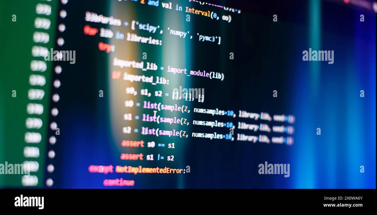 Cyber space concept. programming code on computer screen . Stock Photo