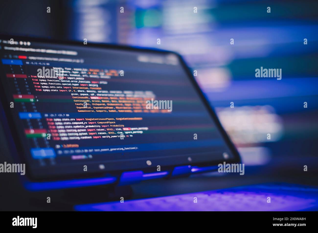 Working atmosphere of a programmer at home, background. Programming ...