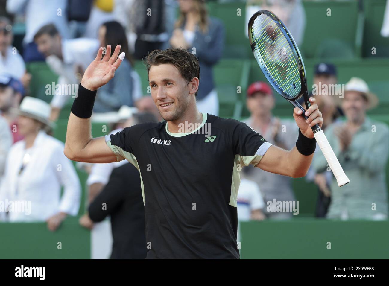 Casper Ruud of Norway celebrates his semifinal victory against Novak ...