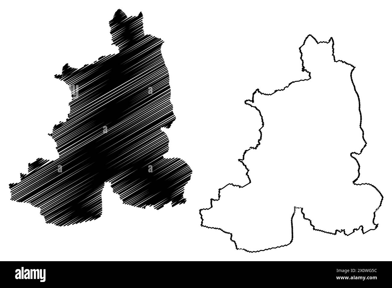 Brugg District (Switzerland, Swiss Confederation, Canton of Aargau) map vector illustration, scribble sketch Bezirk Brugg map Stock Vector