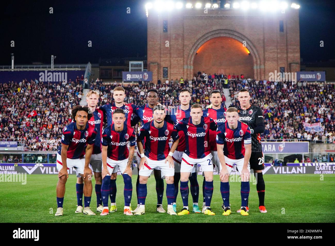 Bologna FC lineup during the Italian championship Serie A football match between Bologna FC and AC Monza on April 13, 2024 at Dall'Ara Stadium in Bologna, Italy - Credit: Luca Rossini/E-Mage/Alamy Live News Stock Photo